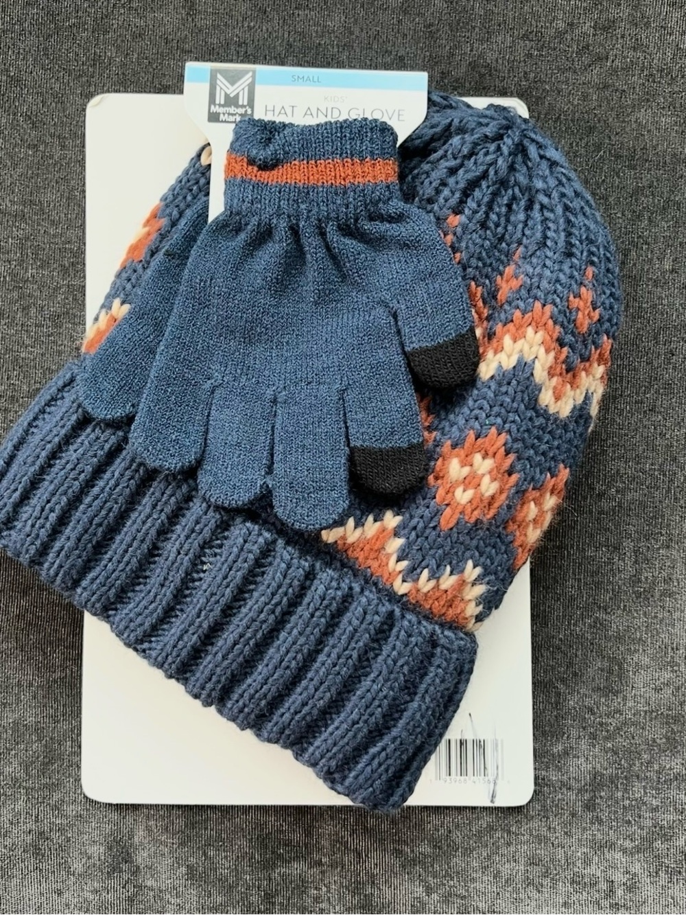 NWT Member's Mark Kids Warm & Cozy Knit Hat and Glove Set Size Small